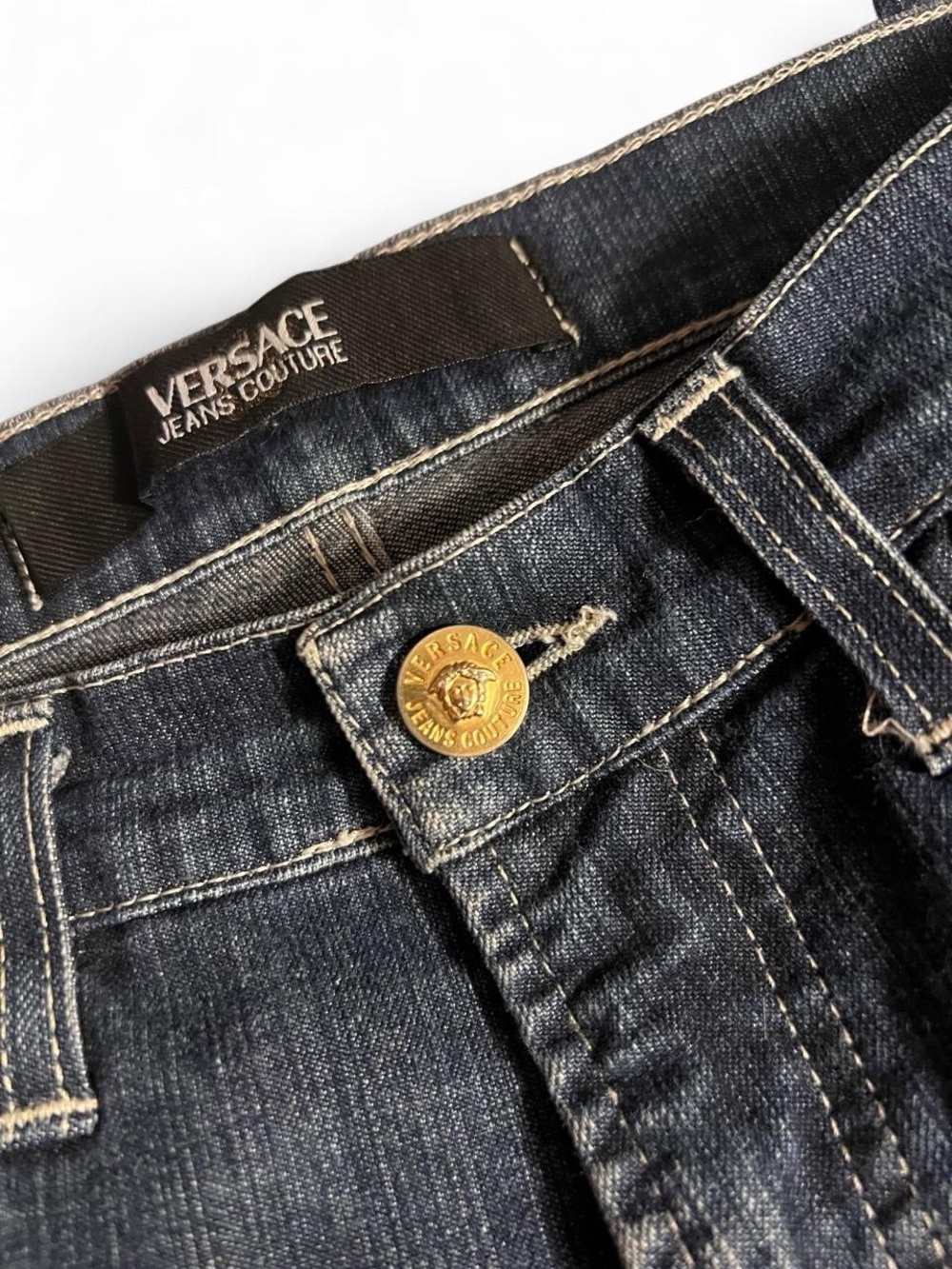 Vintage Versace Jeans Collection Women's Dark Blue Denim Bootcut Jeans